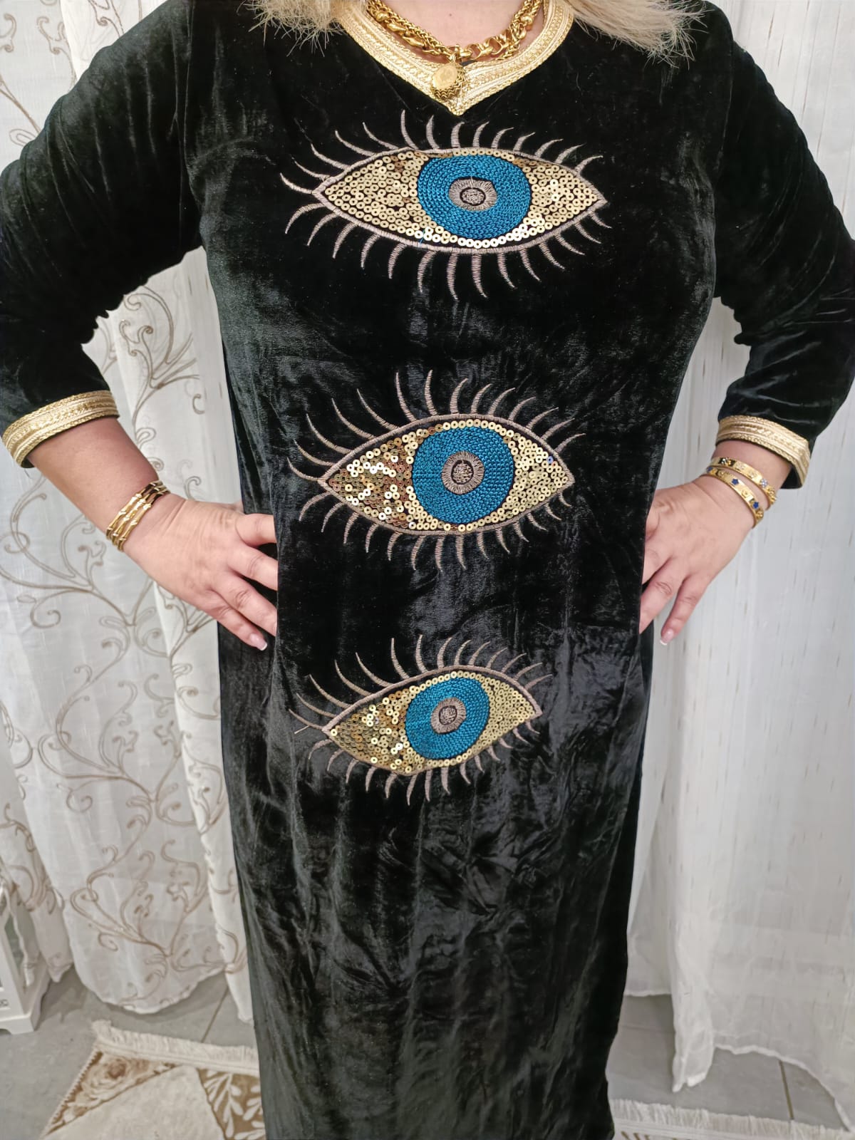 Robe oeil en velours femme
