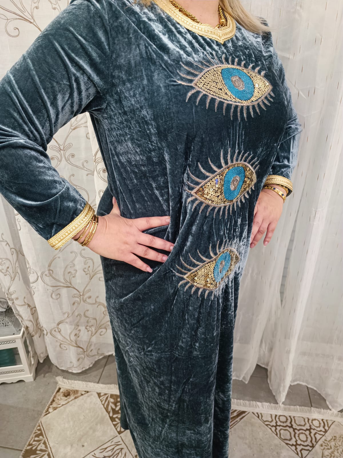 Robe oeil en velours femme