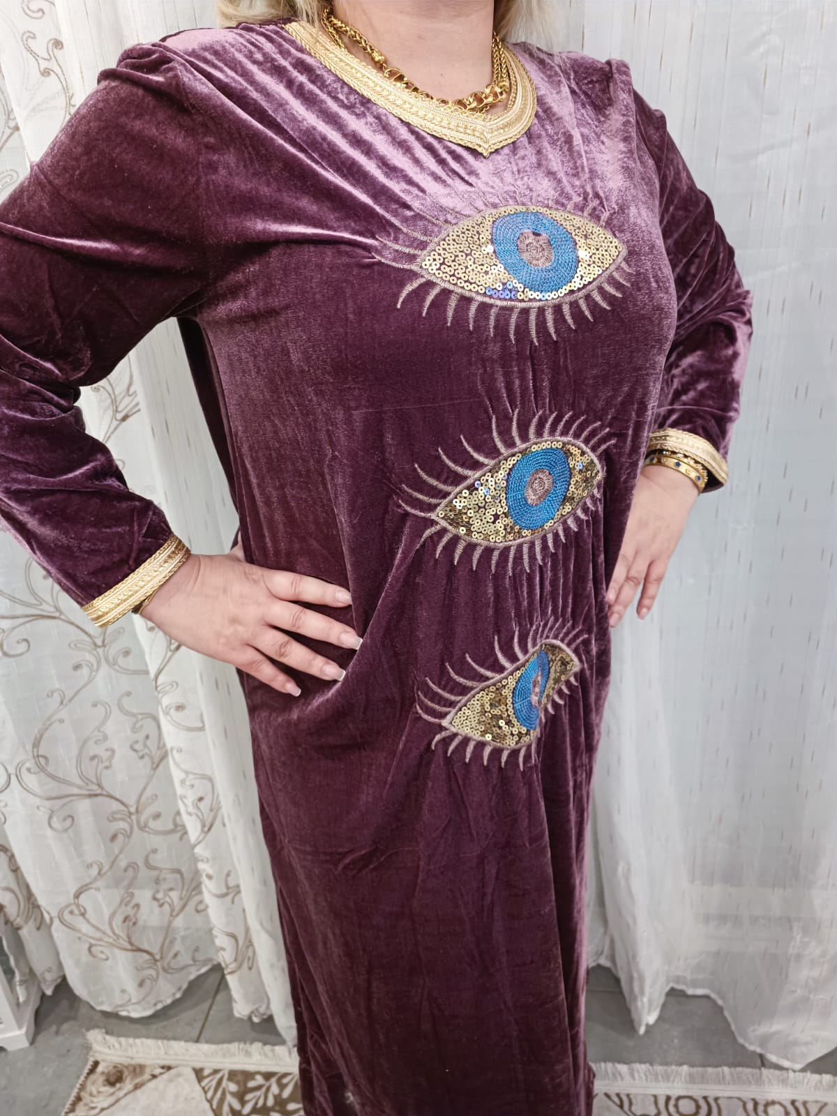 Robe oeil en velours femme