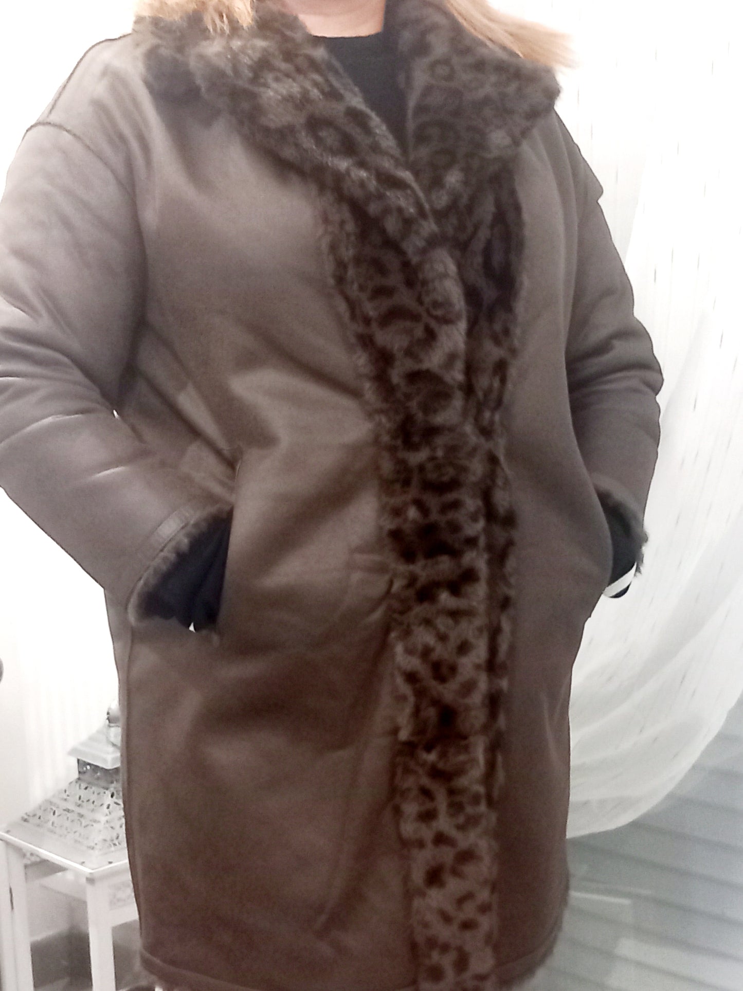 Manteau femme fourrure double face