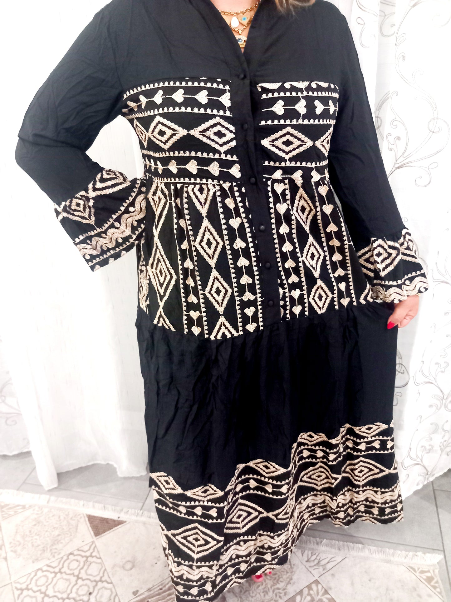 Robe longue noir en viscoce