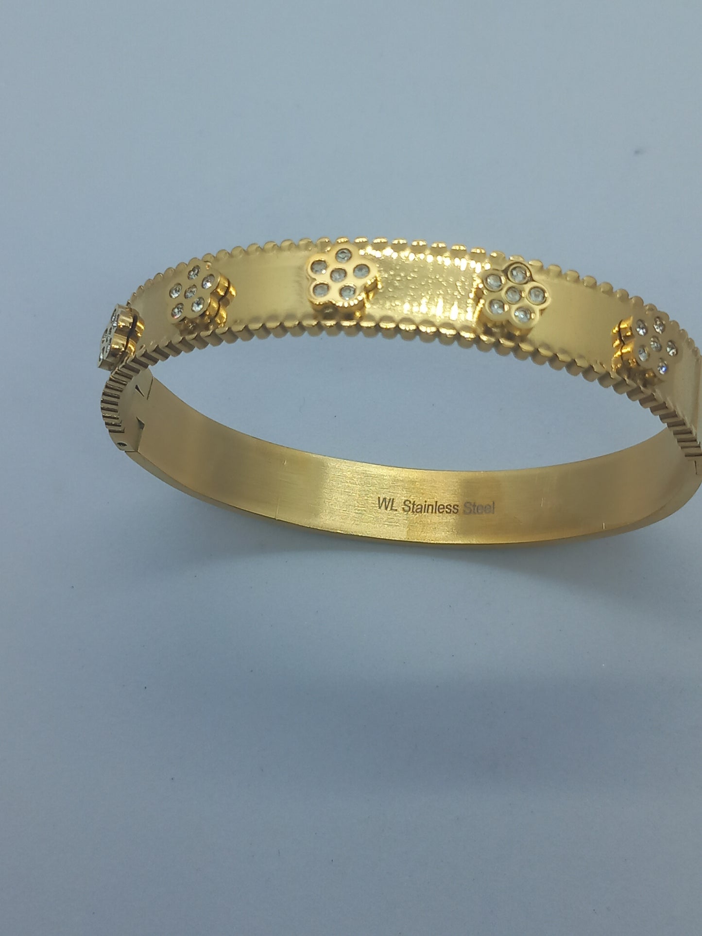 Bracelet trèfle strass en acier inoxydable