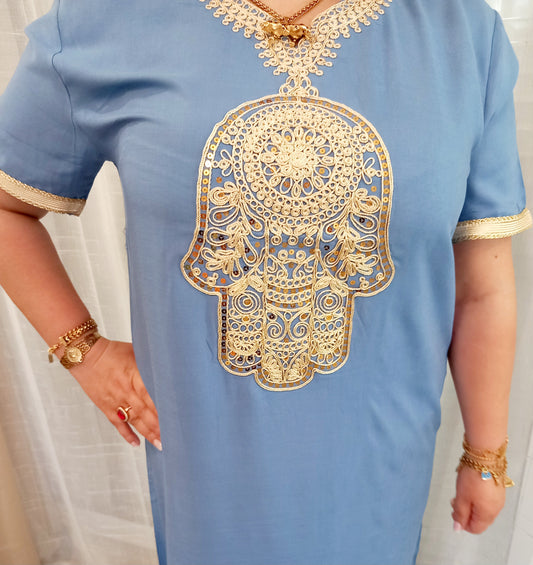 Robe de maison grande main de fatma bleu