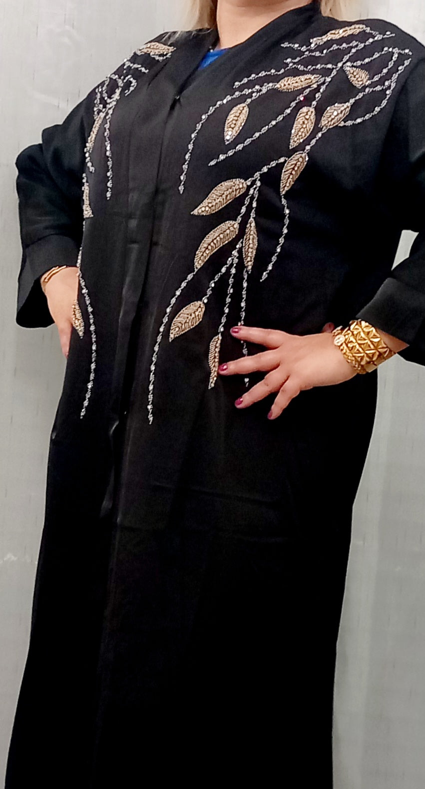 Abaya noir avec poche noir