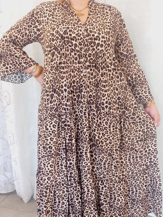 Robe léopard taille standard made italie 100% viscose