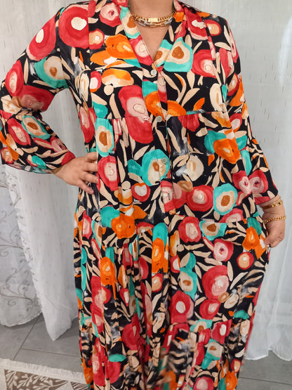 Robe à fleurs made en Italie en viscose taille standard