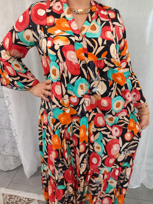 Robe à fleurs made en Italie en viscose taille standard