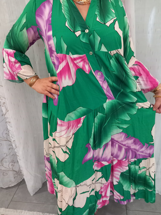 Robe à fleurs en 100% viscose made en Italie taille standard
