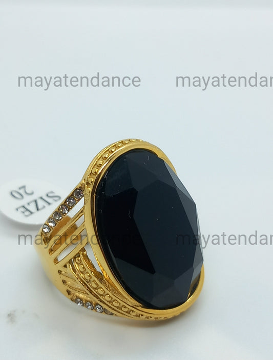 Grisse Bague pierre verte ou noir en acier inoxydable