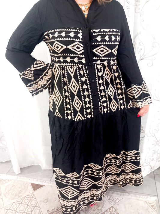 Robe longue noir en viscoce