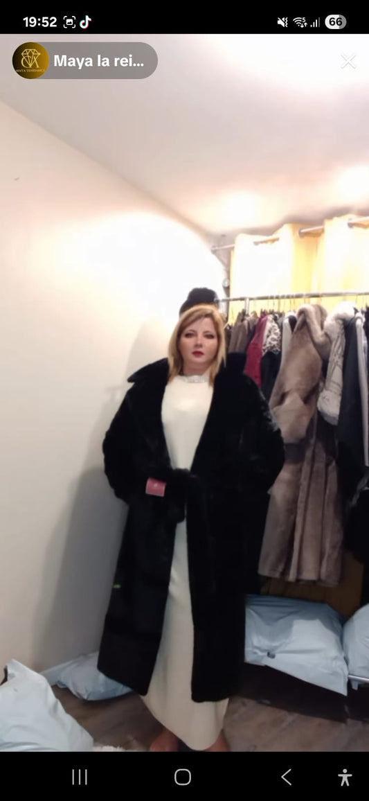 Monteau noir fourrure doublure chameau